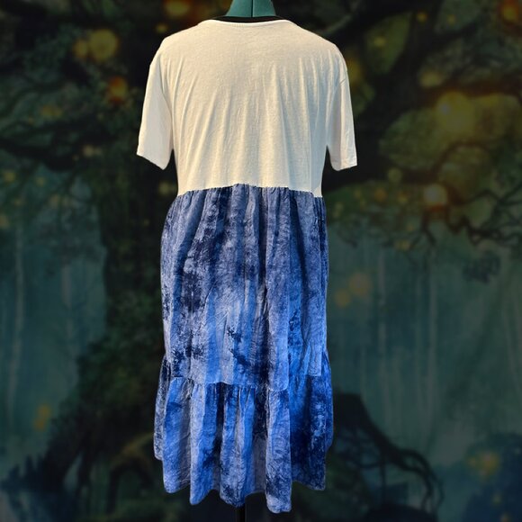 OOAK Butterfly Graphic Tee midi Dress | Spliced Boho Maxi | Size L - Picture 2 of 4